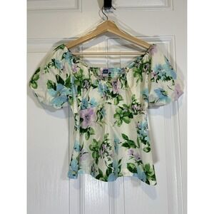 Old Navy Babydoll Top Smocked New Small‎ Scoop Balloon Floral Cottagecore